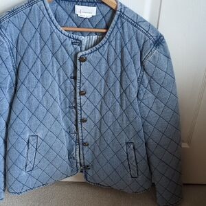 Anthropologie Quilted Light Blue Denim Jacket